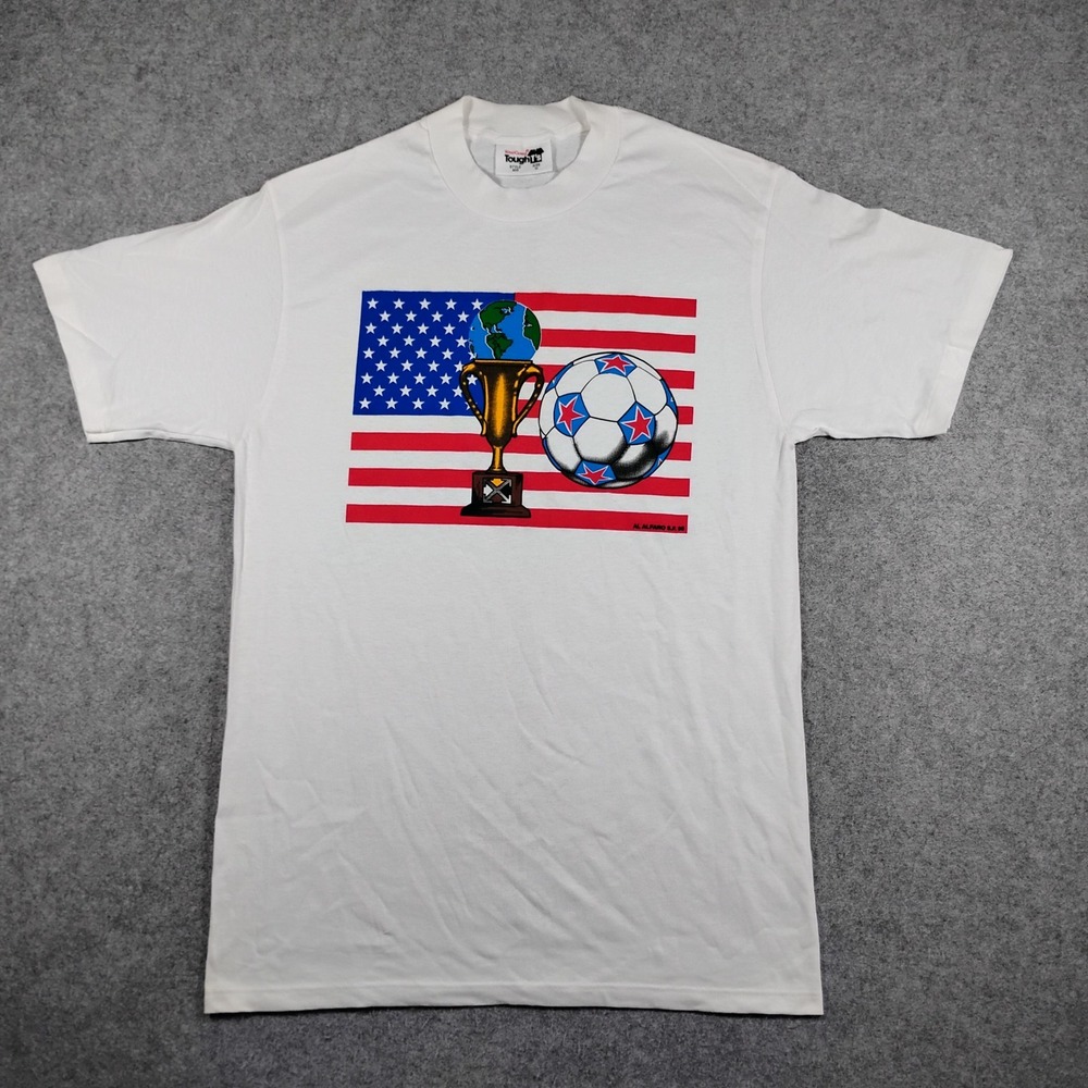 Vintage WearGuard Tough Ts 1993 USA Soccer World Cup Graphic T-Shirt White Men M